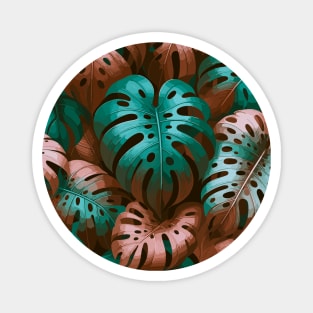 Pastel Monstera Tropical Leaves Magnet